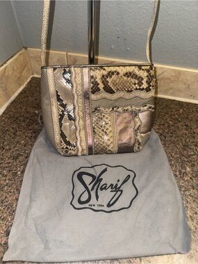Sharif (vintage) Patchwork exotic Snake skin Crossbody with dust bag EUC